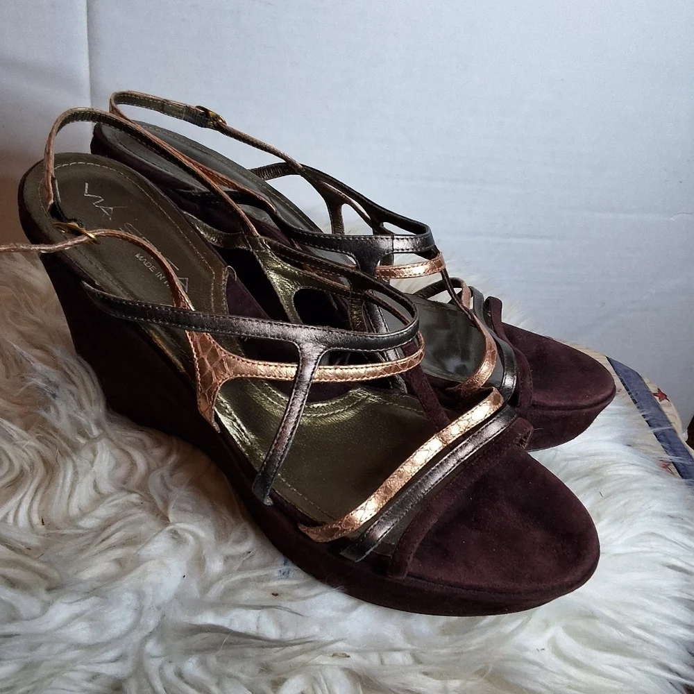 Via Spiga metallic wedge sandals 10‎